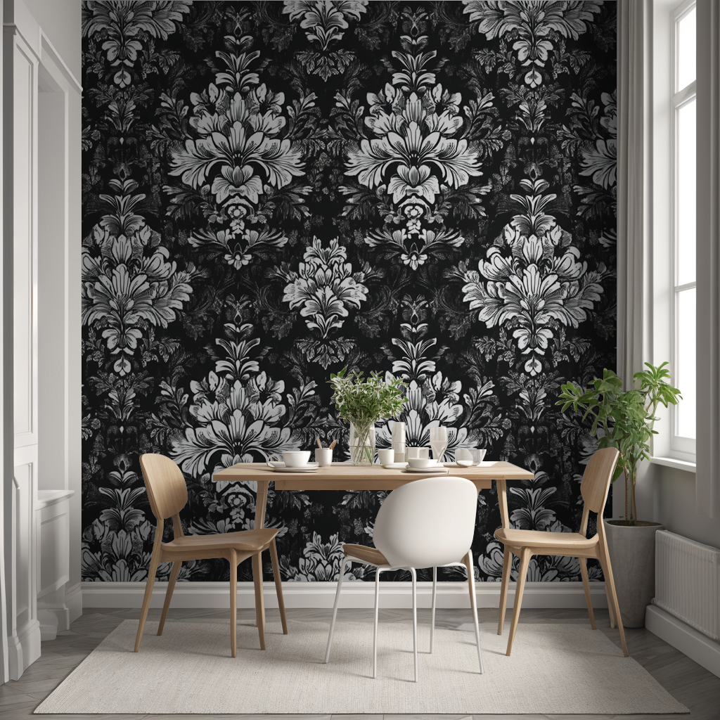 Baroque Floral Pattern Wallpaper