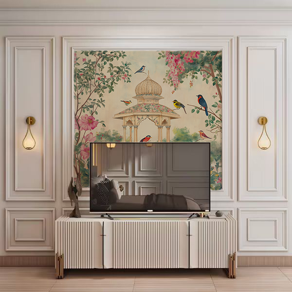 Floral Gazebo Scene Wallpaper