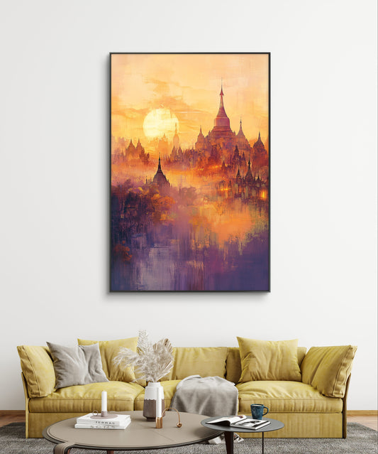 Mystical Bagan Sunrise [Myanmar]Canva painting 001