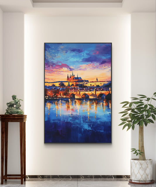 Enchanted Prague Twilight Canvas Painting