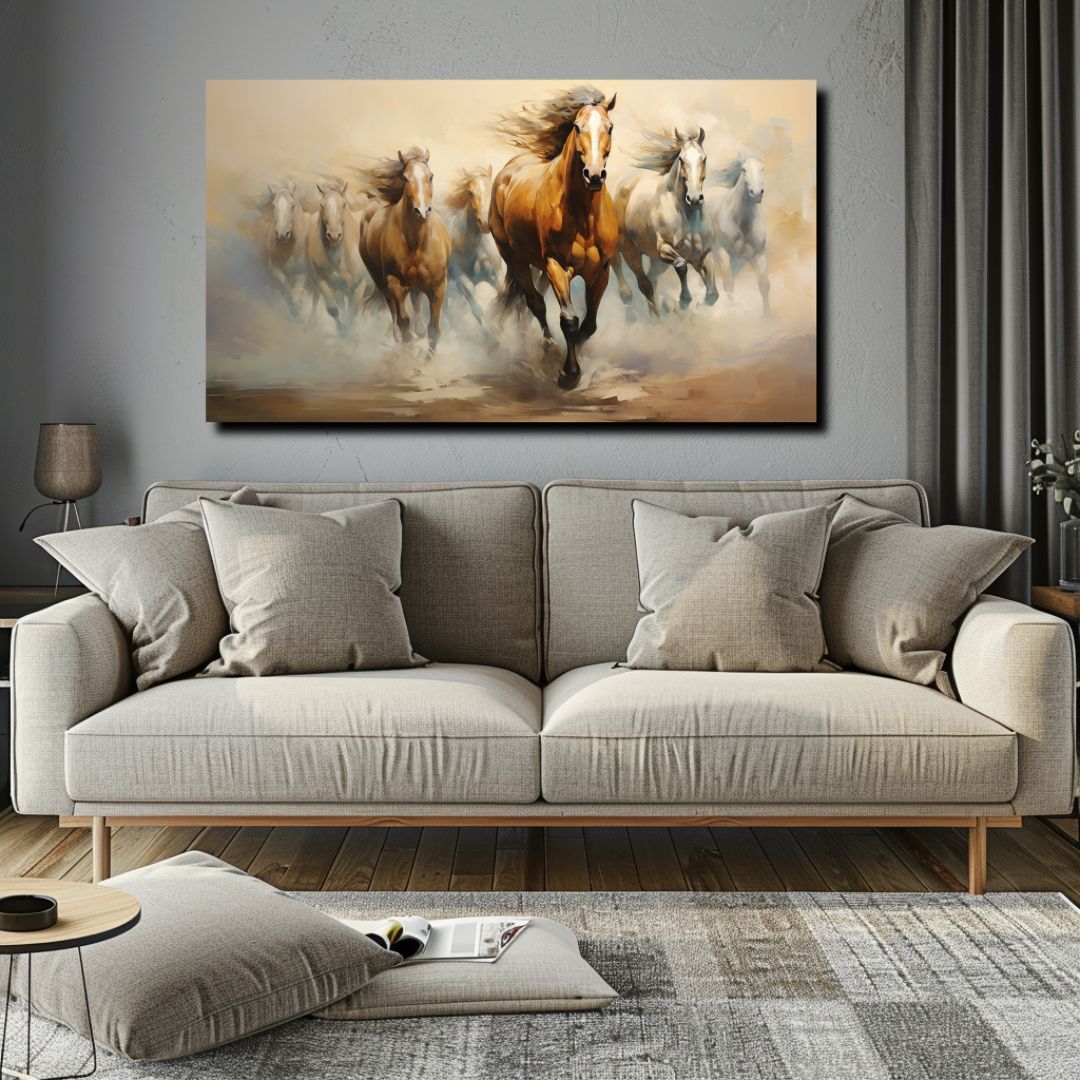 7 running horses 006 Canvas Painting