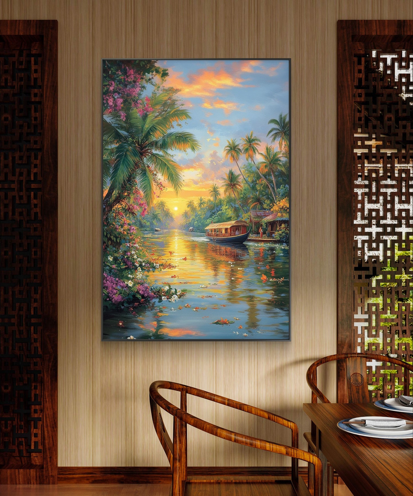 Kerala's Backwater Canvas Painting