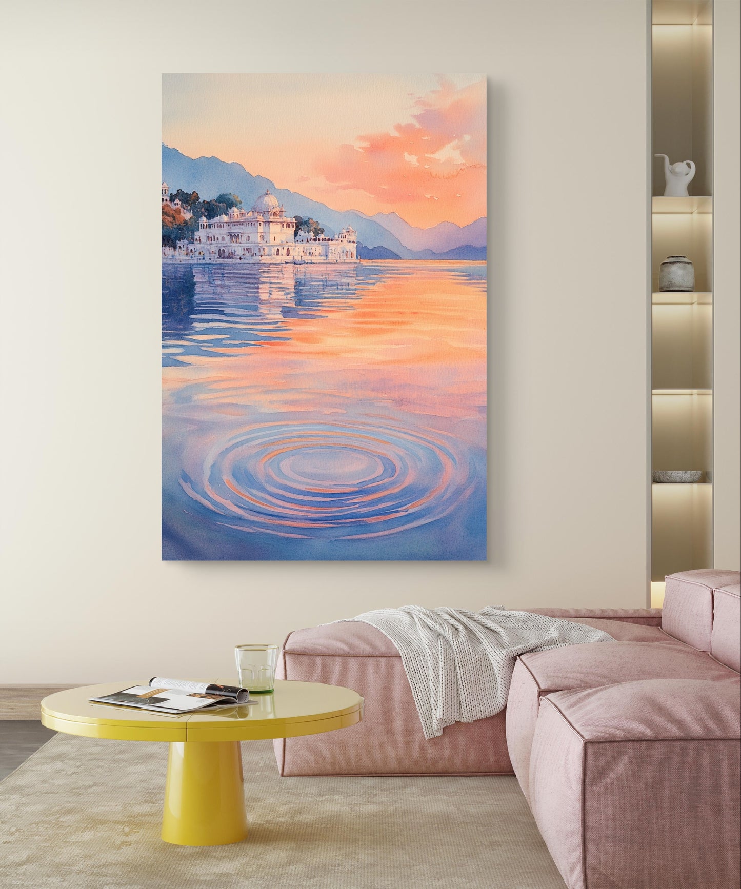 Lake Pichola at Sunset Canvas Painting