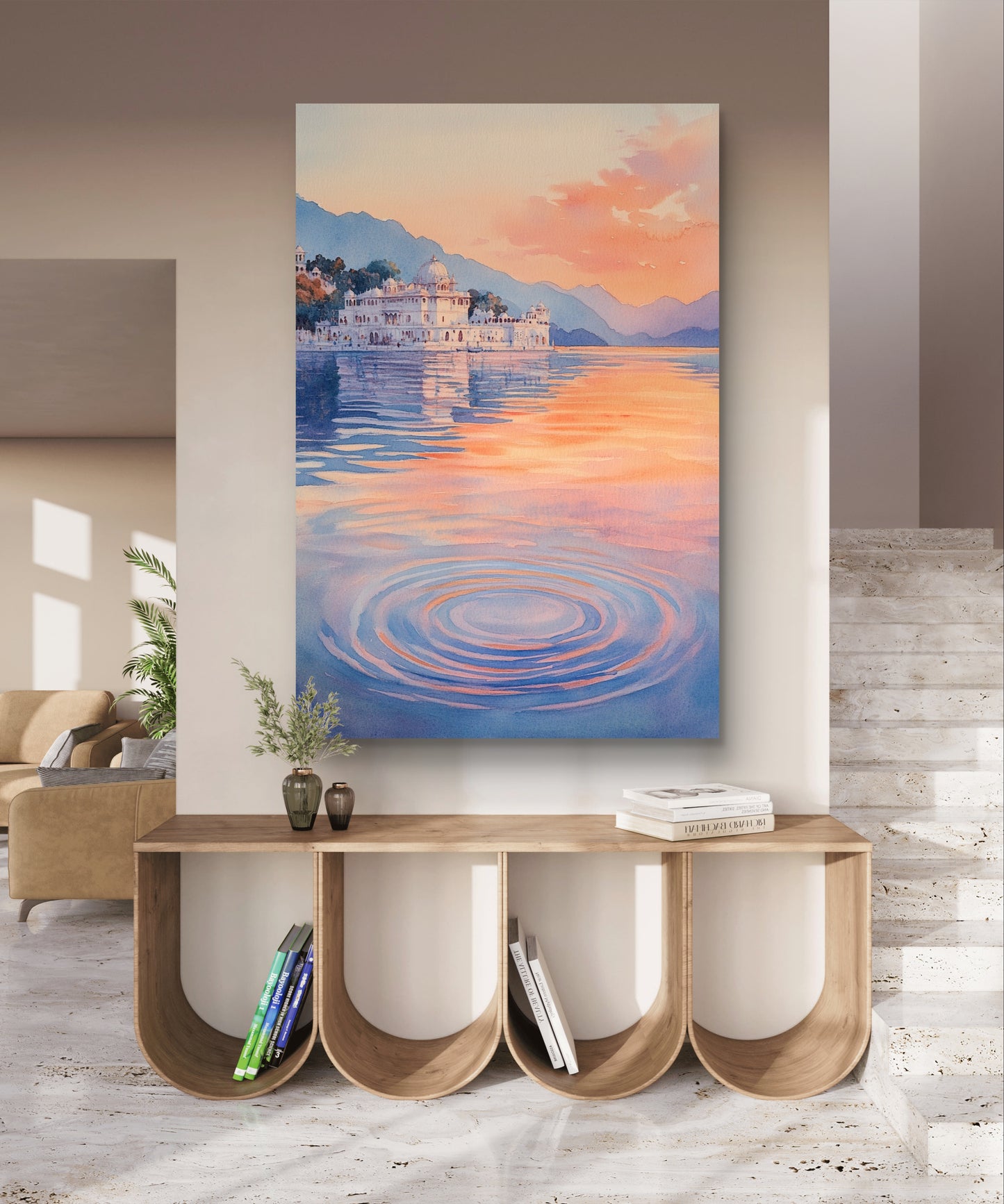 Lake Pichola at Sunset Canvas Painting