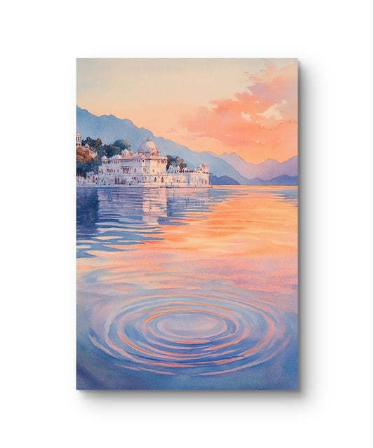 Lake Pichola at Sunset Canvas Painting