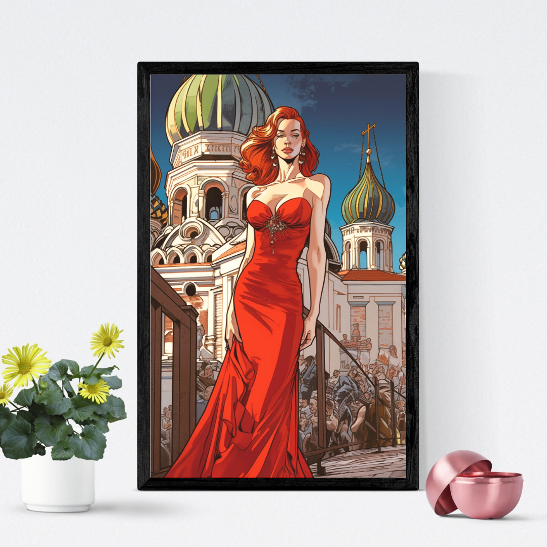 Fashion Red Lady Canvas Painting