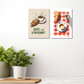 Baked Goodness canvas painting set of 2 featuring coffee, tea, and croissant in vibrant, detailed artwork, perfect for kitchen decor.