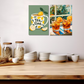 Set of 2 Canvas Painting featuring hot and cold beverages placed aesthetically enhancing the aethetics of kitchen. Perfect for home, kitchen decor if looking for something unique, trendy and quirky for wall painting.