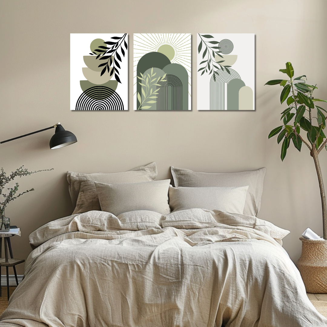 Botanical Trio canvas set of three featuring elegant botanical designs. Add natural beauty and sophistication to your space with this charming artwork. Perfect for living rooms, bedrooms, or any area needing a touch of nature-inspired elegance. Buy now to elevate your decor!