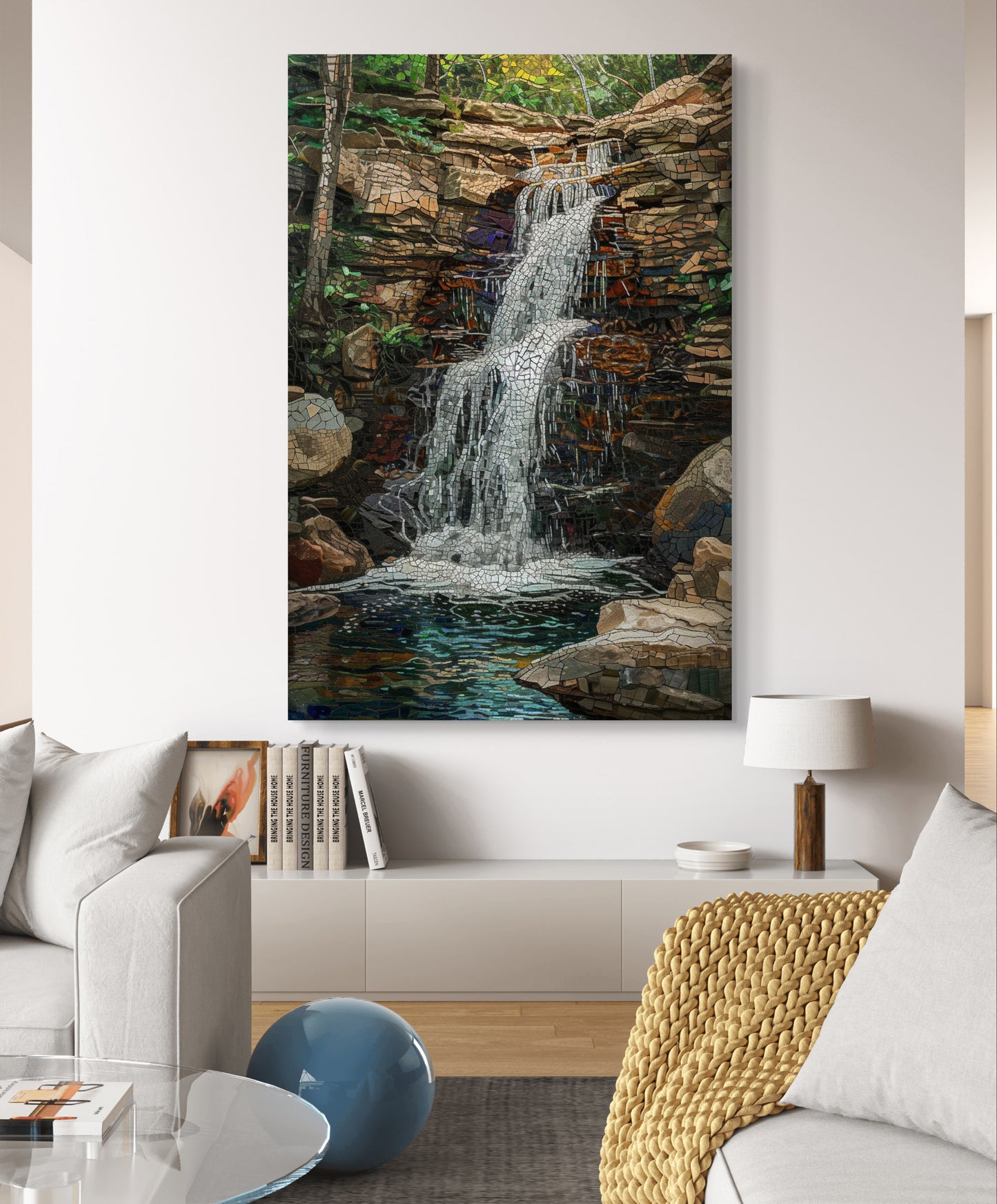 Peaceful Waterfall Canvas Painting