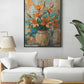 anvas painting of autumn lilies with rich, warm hues reflecting the beauty of fall, perfect for enhancing living spaces with seasonal home decor.