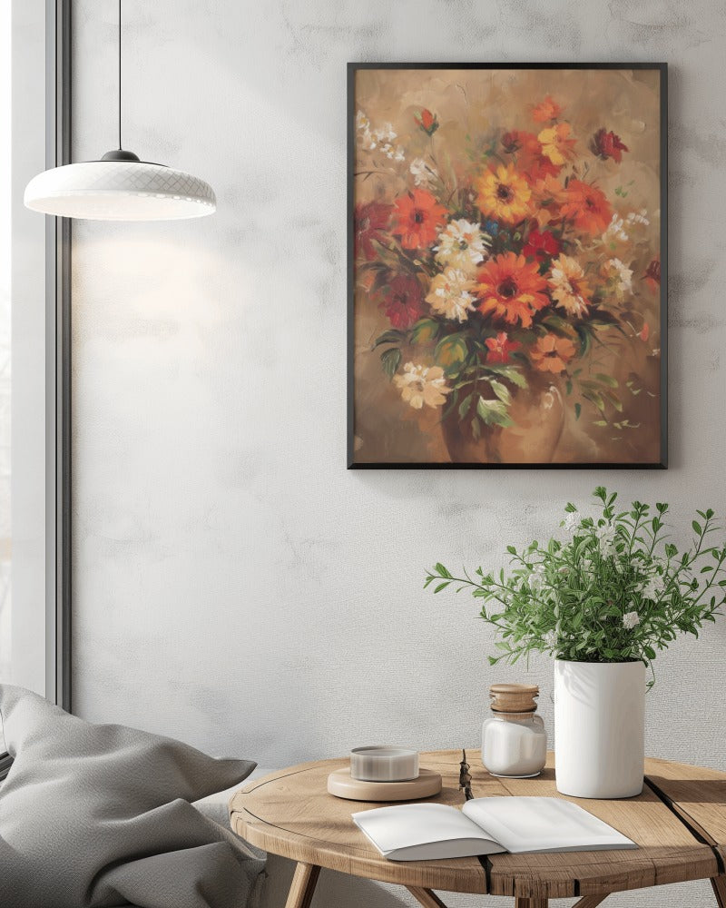 A colourful Floral Canvas painting looking extremely vibrant and joyous. Perfect for home , living room, office decor. Adds a touch of charm with its florakl vibe making it a perfect Canvas Painting and Walll art