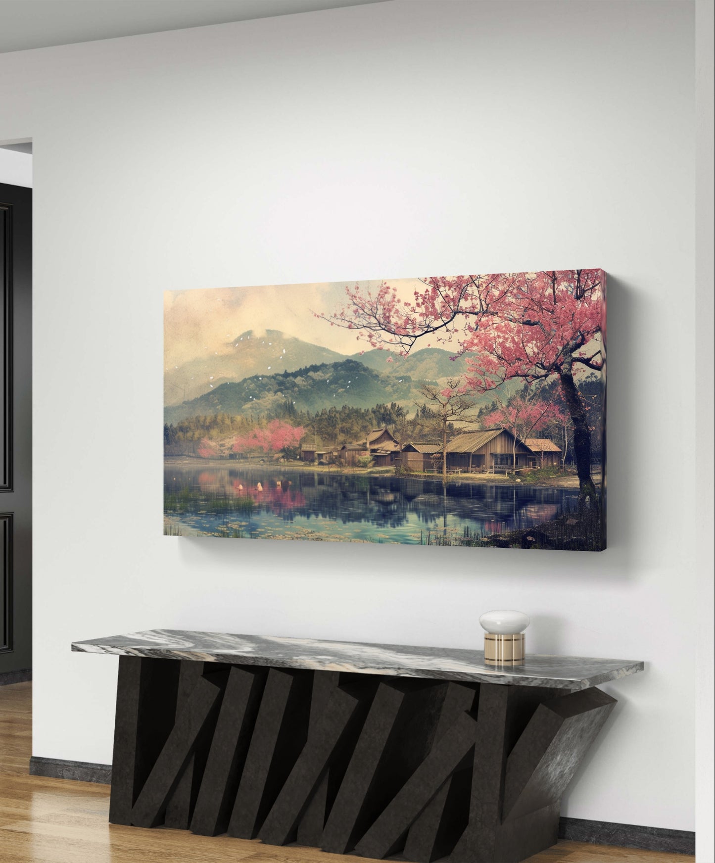 Serene Lake Reatreat Canvas Painting