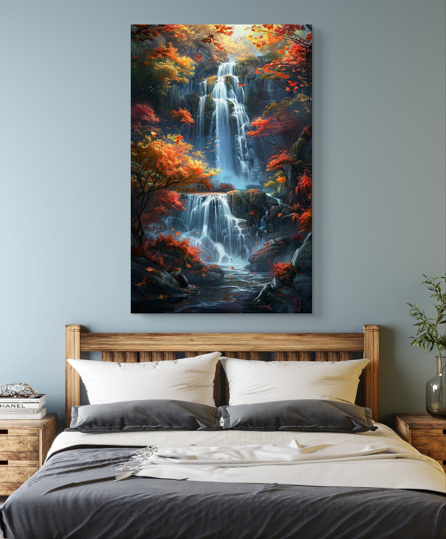 Bright Waterfall Canvas Painting