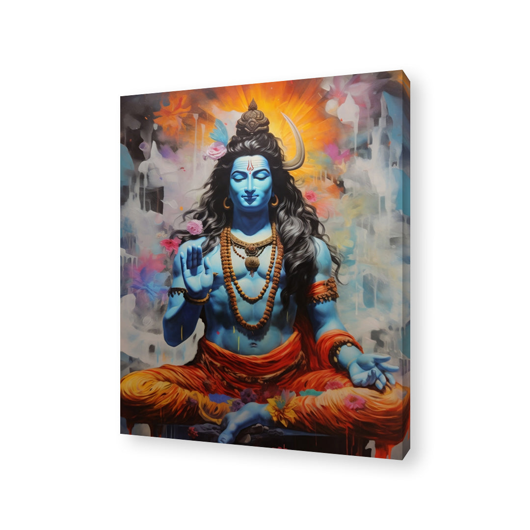 "Divine Lord Shiva canvas painting depicting serene and powerful imagery. Perfect for spiritual and home decor. Add a touch of divine tranquility to your space—shop now!"