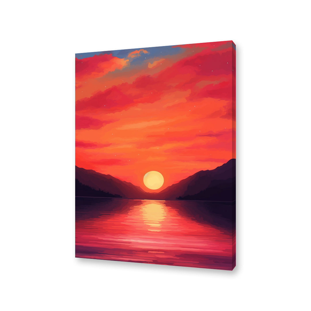 Dreamy Sunset painting captures a serene and vibrant sunset scene with rich, warm colors blending seamlessly. Perfect for adding a calming and picturesque touch to any room, creating a tranquil atmosphere—enhance your space today!