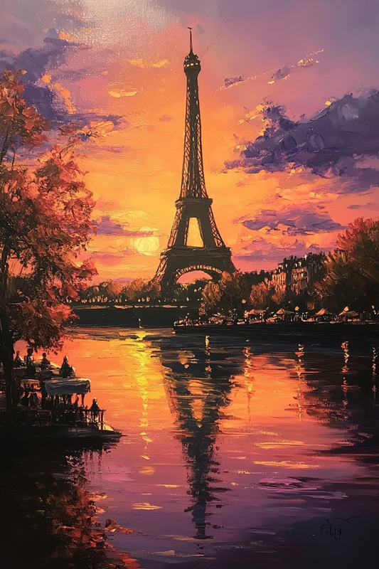 Effiel Tower at Sunset Canvas Painting