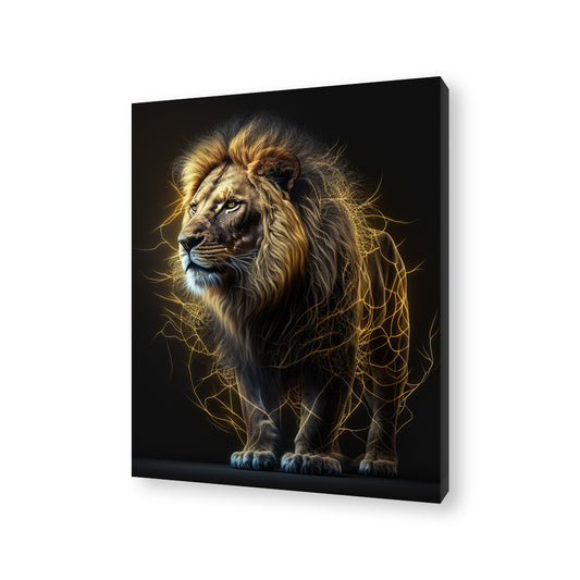 Electric Lion Canvas Painting