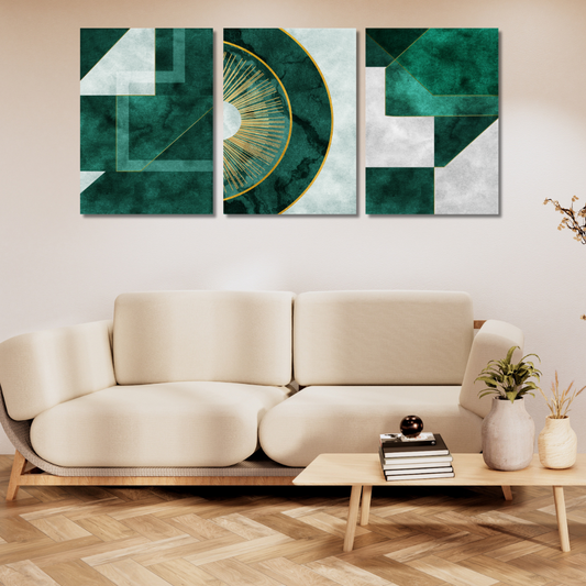 Emerald Trio Canvas Painting