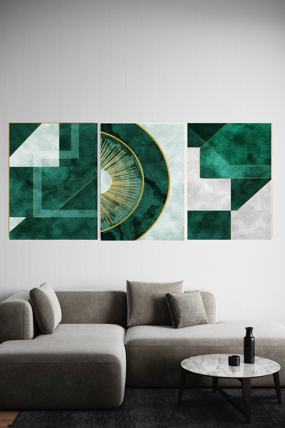 Emerald Trio Canvas Painting