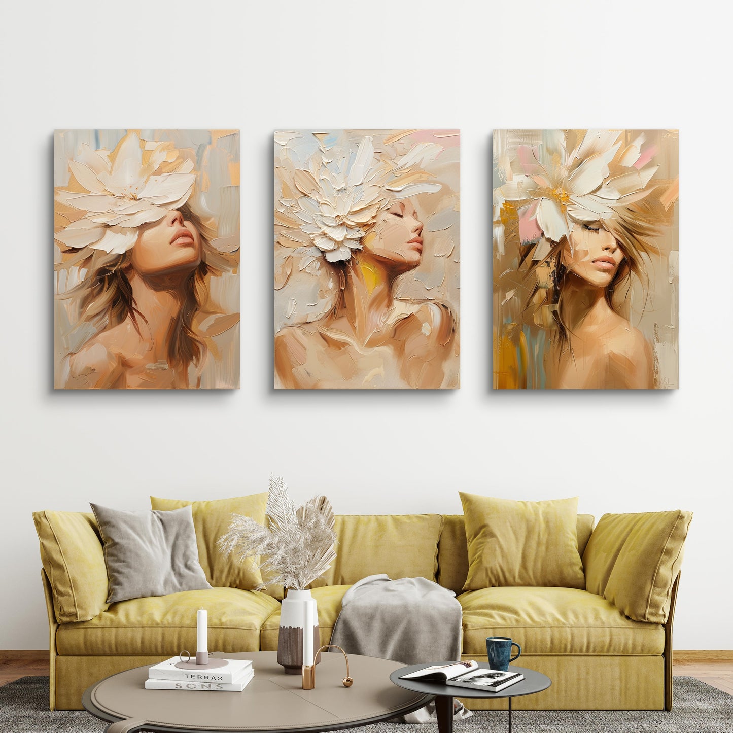 Floral Persona Set of 3 Canvas Painting