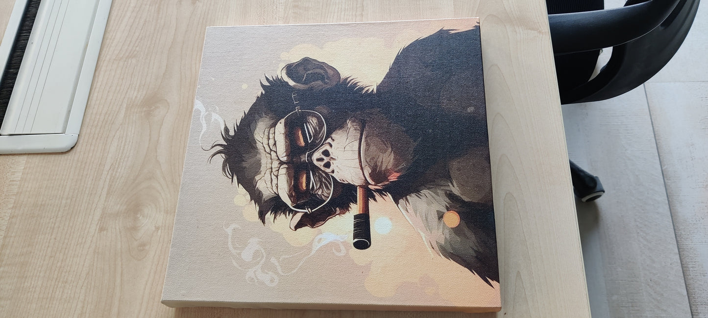 Hippy Monkey Framed Canvas Painting
