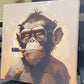 Hippy Monkey Framed Canvas Painting