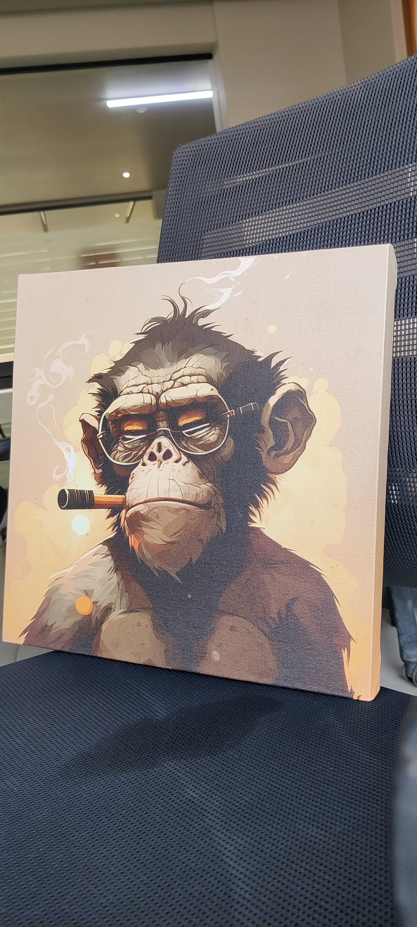 Hippy Monkey Framed Canvas Painting