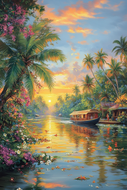 Kerala's Backwater Canvas Painting