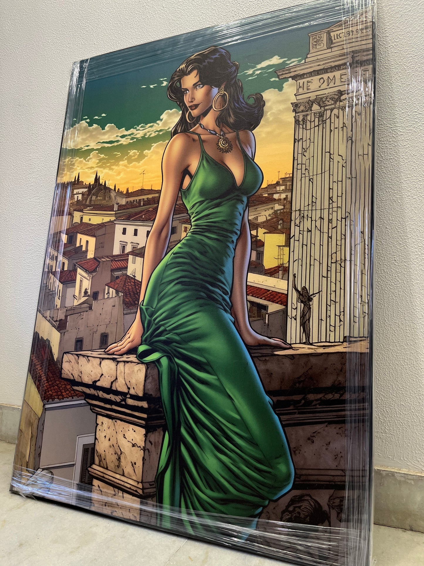 Fashion Green Lady Canvas Painting