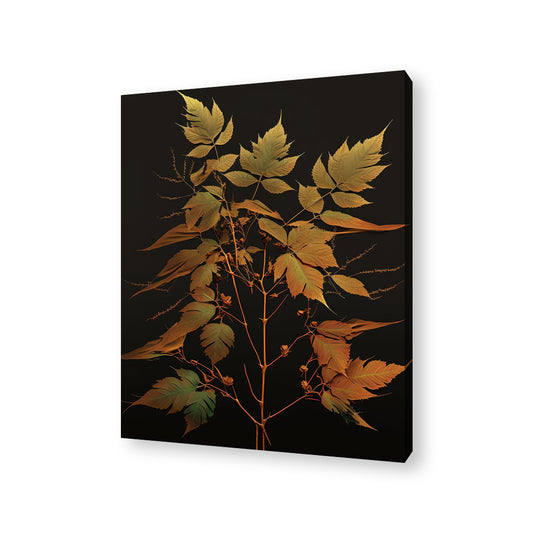Leaf Golden Canvas Painting