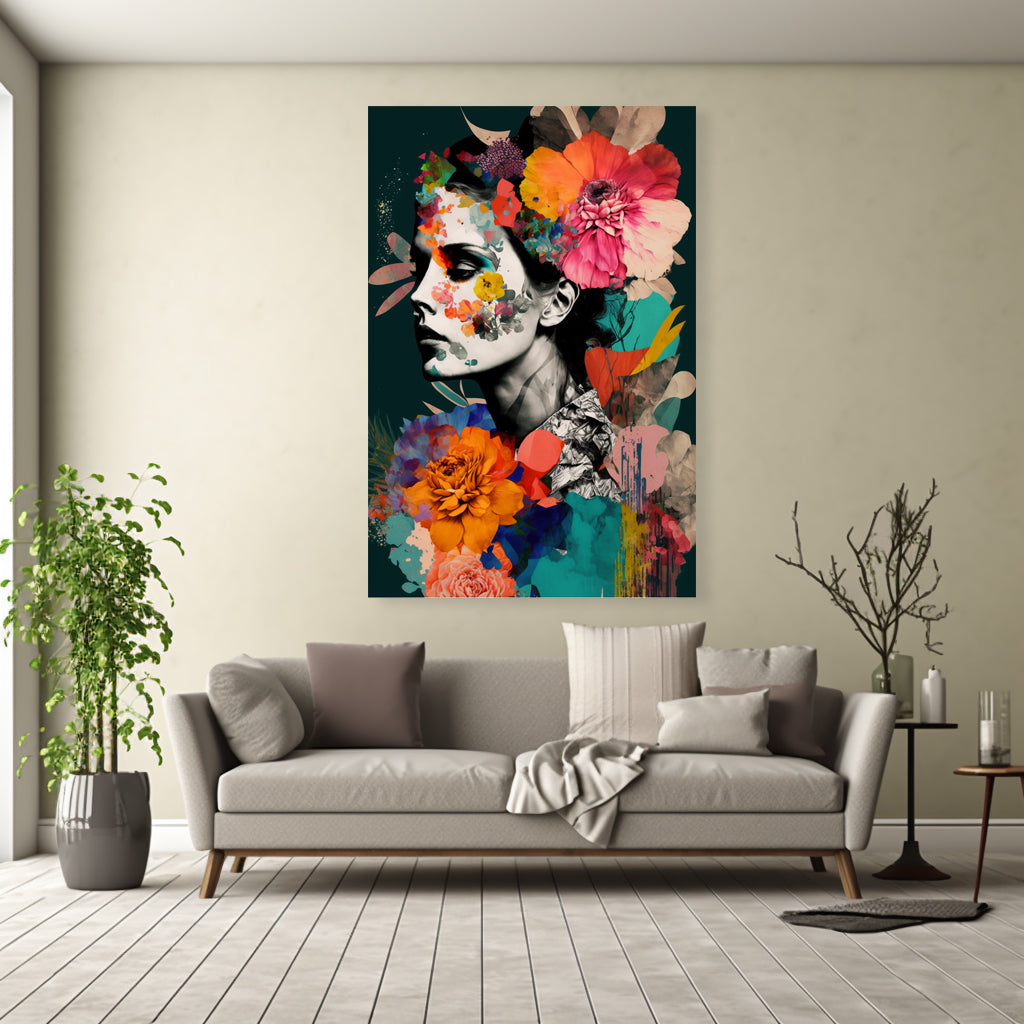 Abstract Multimedia Woman Canvas Painting