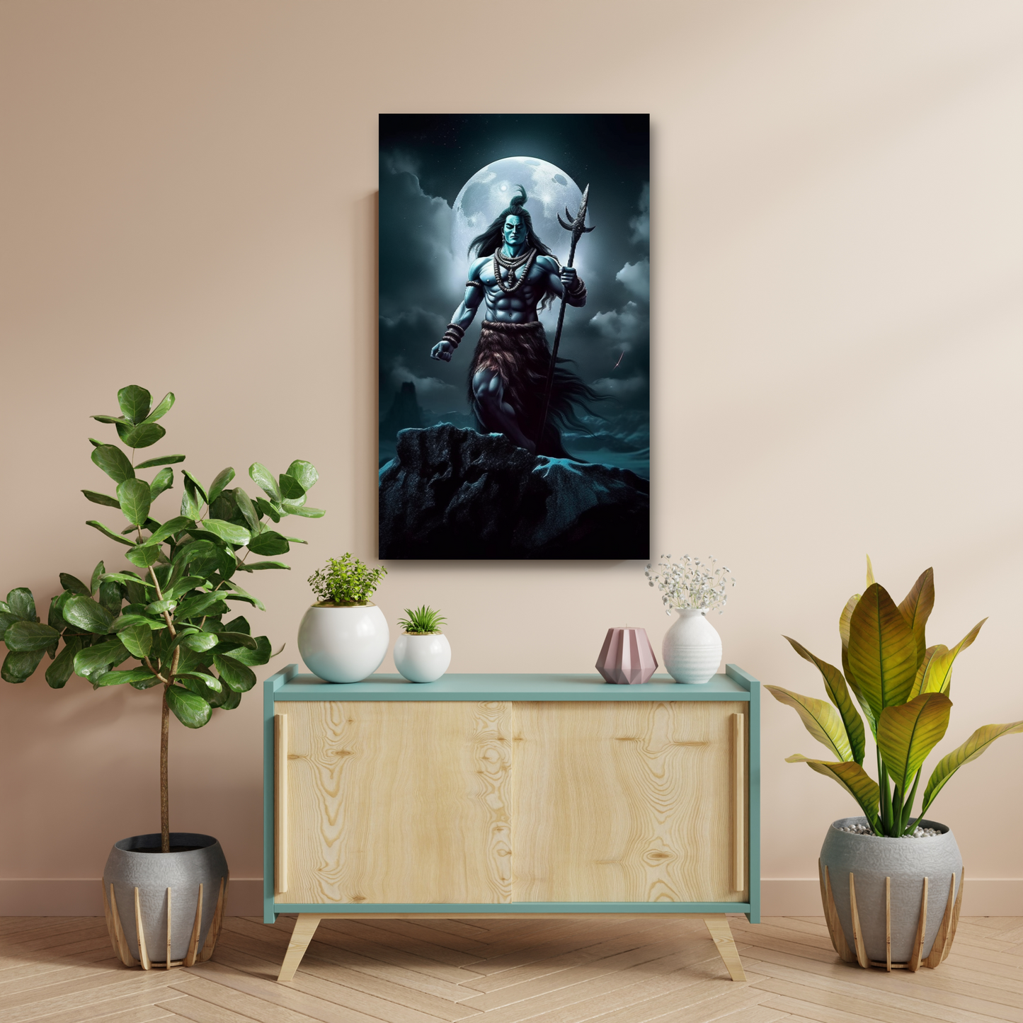 Powerful Lord Shiva Canvas Painting