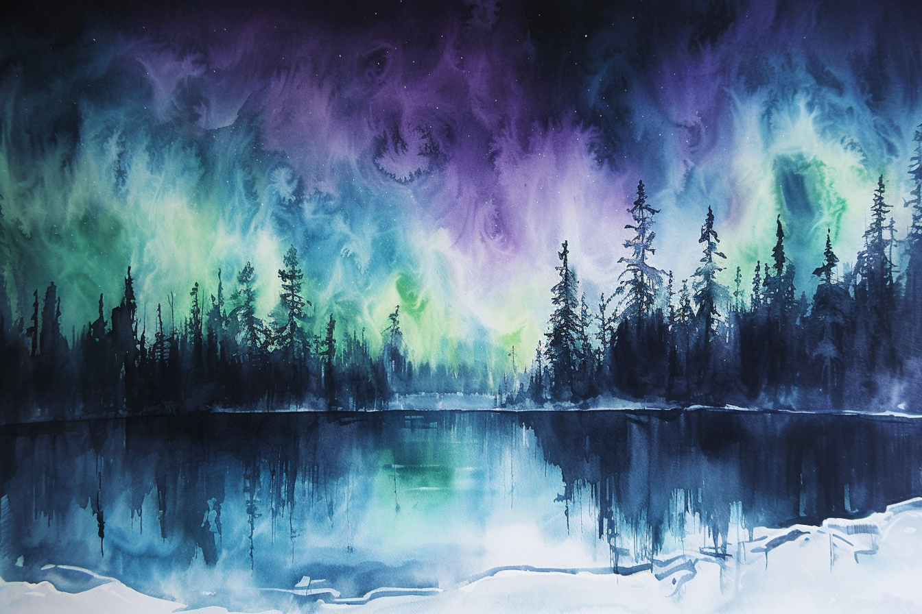 Northern Lights Canvas Painting 002