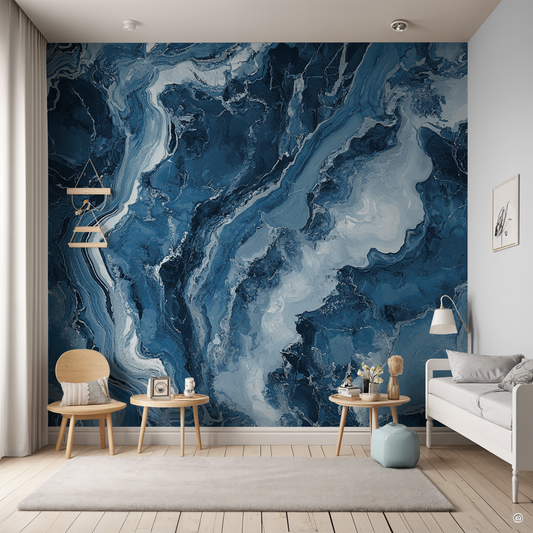 Oceanic Marble Swirl Wallpaper