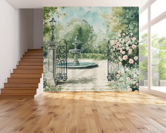 Parisian Garden Scene 001 Wallpaper