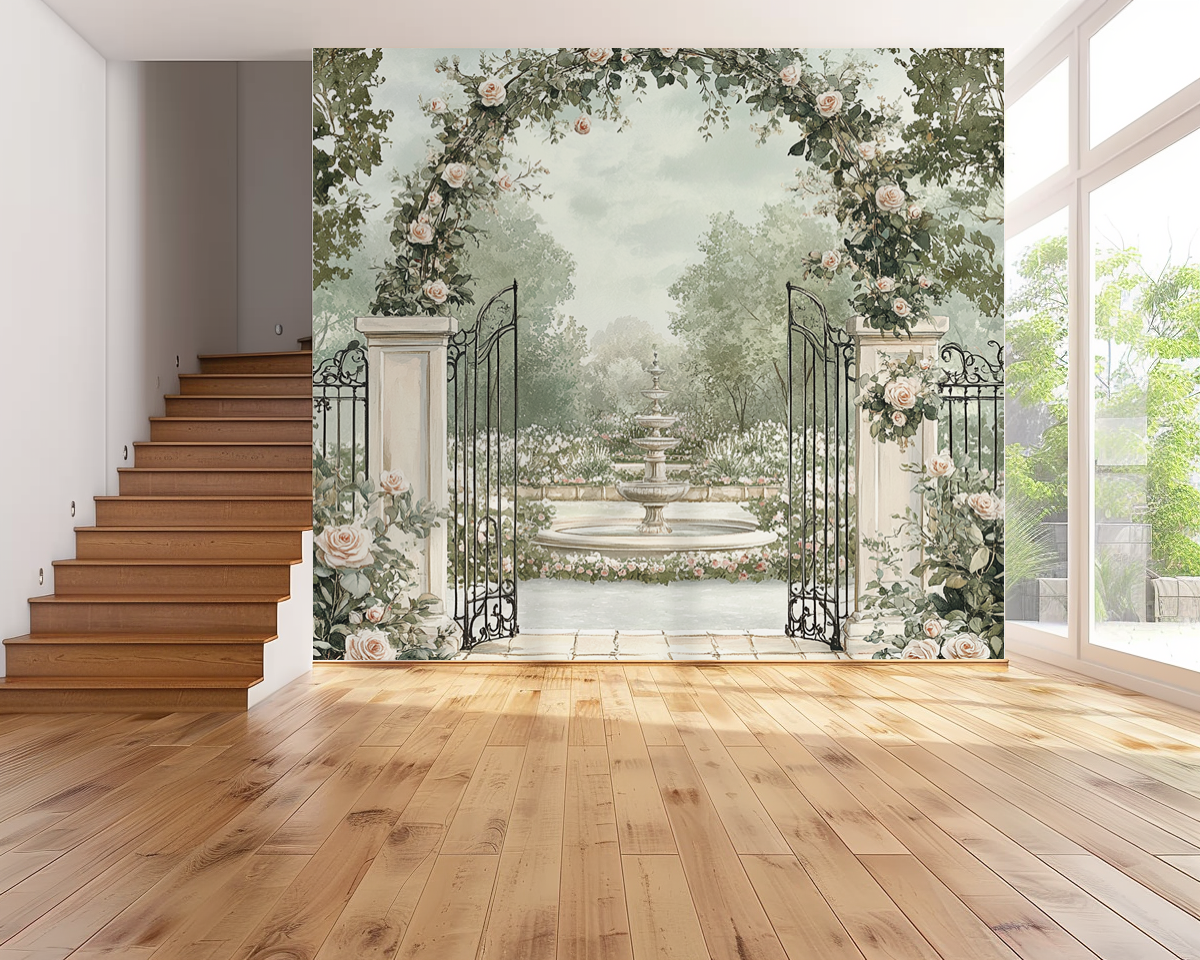 Parisian Garden Scene 003 Wallpaper