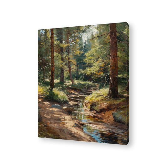 Pine Wood Trees Framed Canvas
