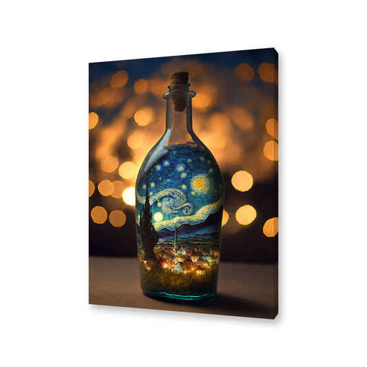 Starry Night in a Bottle Canvas Painting