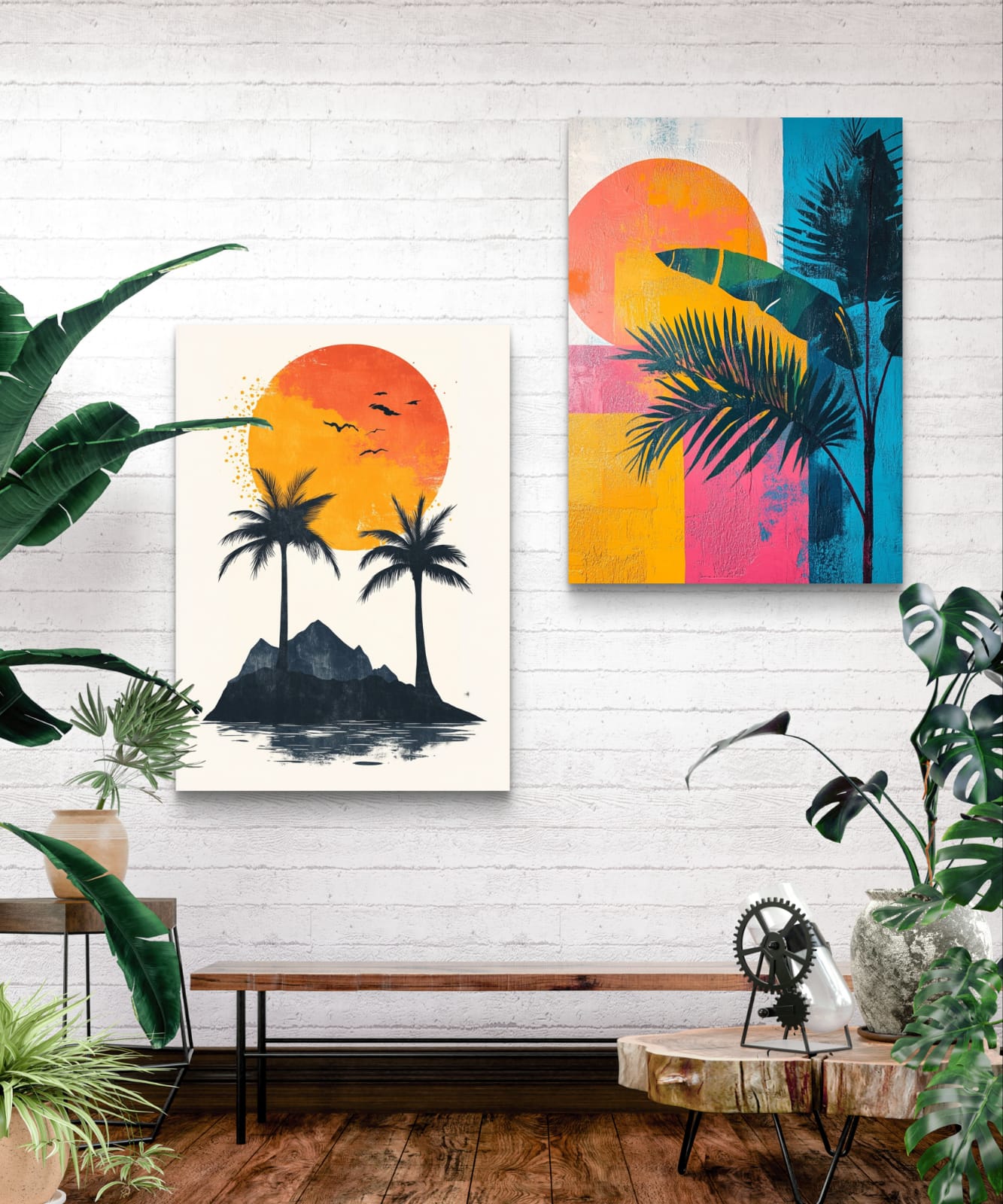 Sunset & Palms Canvas Painting