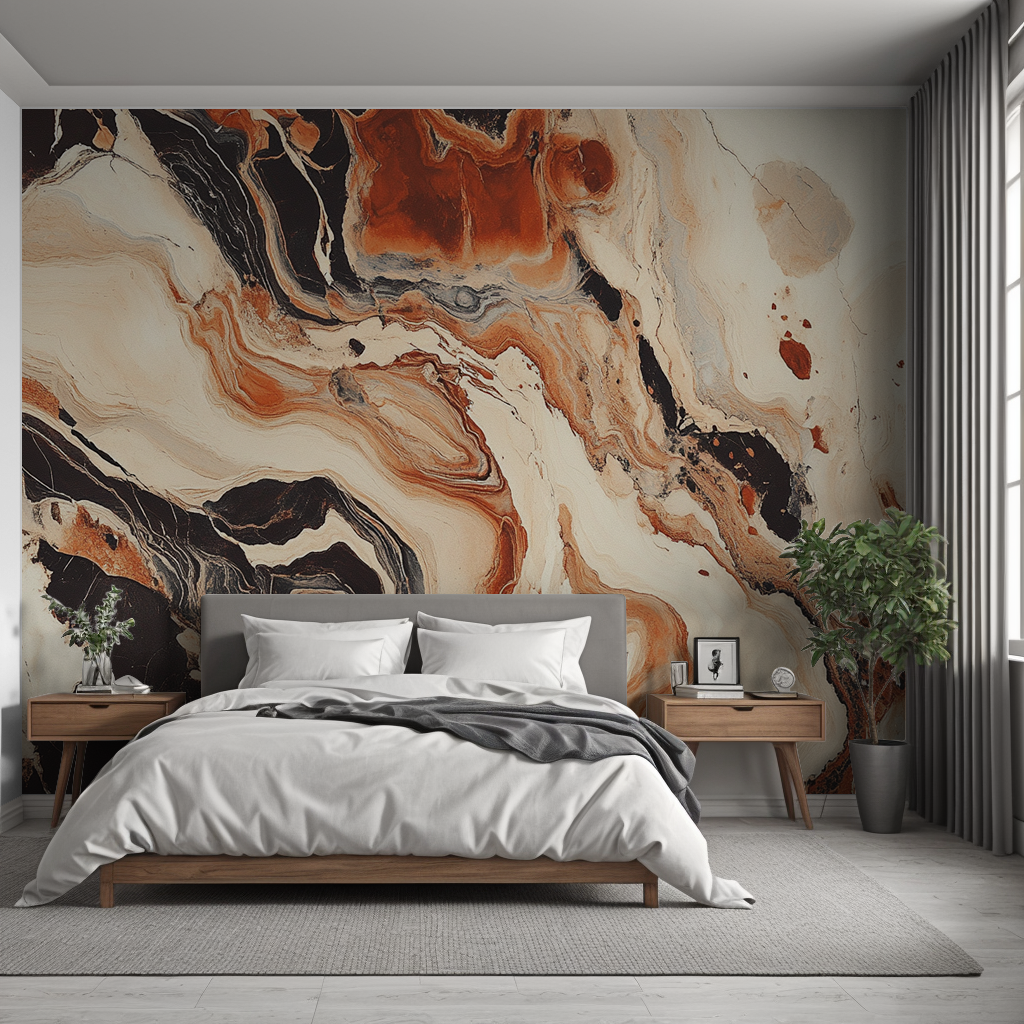 Terra Cotta Swirl Marble Wallpaper