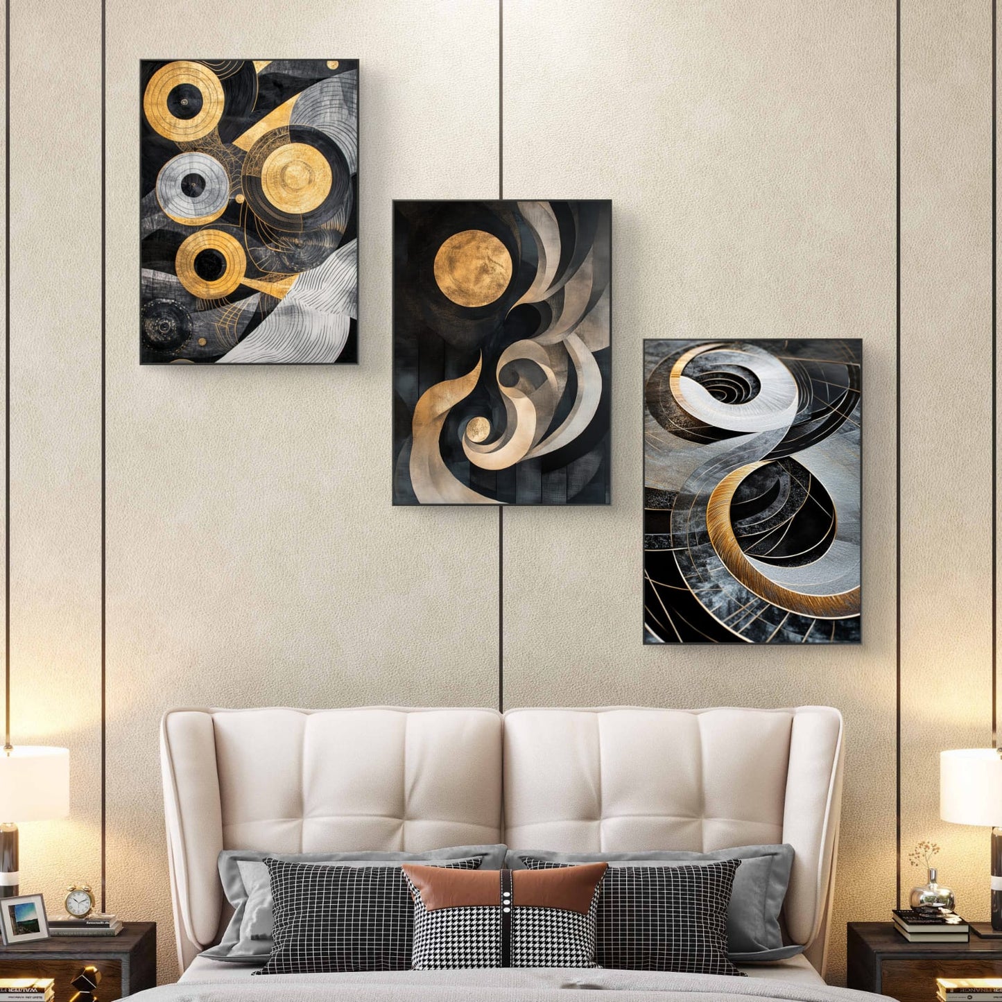 Time and Space Set of 3 Canvas Painting