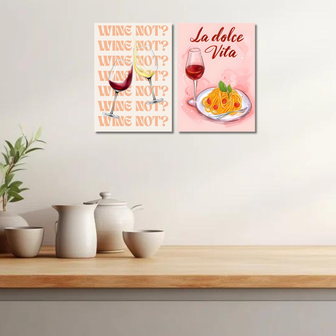 Wine and Pasta Canvas Painting