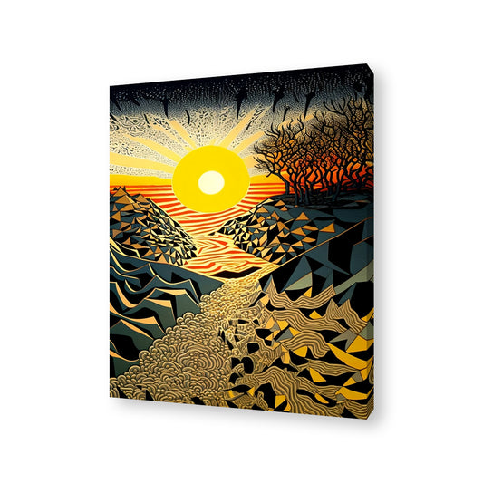 Artsy Sunrise Framed Canvas