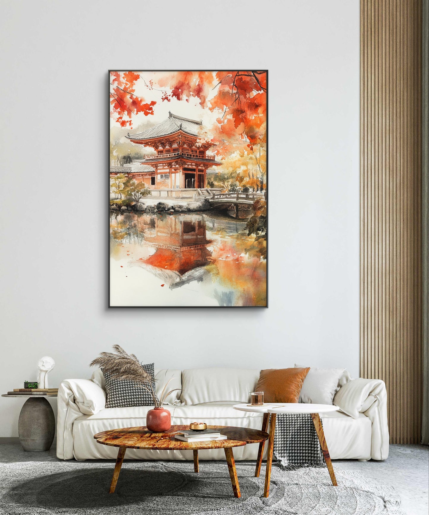 Kyoto's Peaceful Reflections Canva Painting