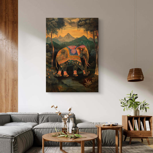 Forest Elephant Canvas Painting