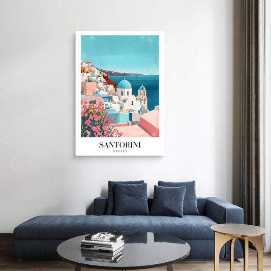 Santorini Bloom Canvas Painting