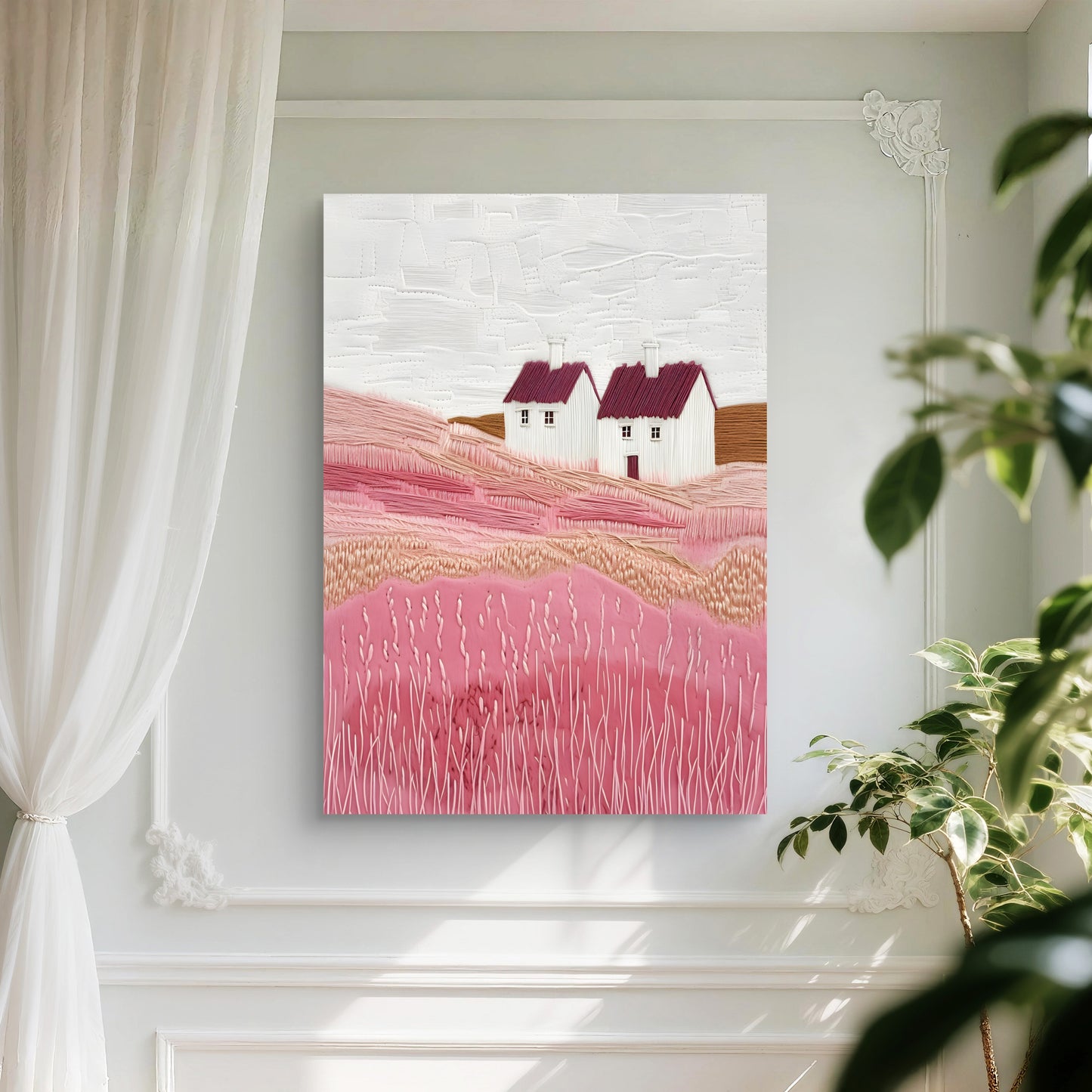 Pink Fields Canvas Painting