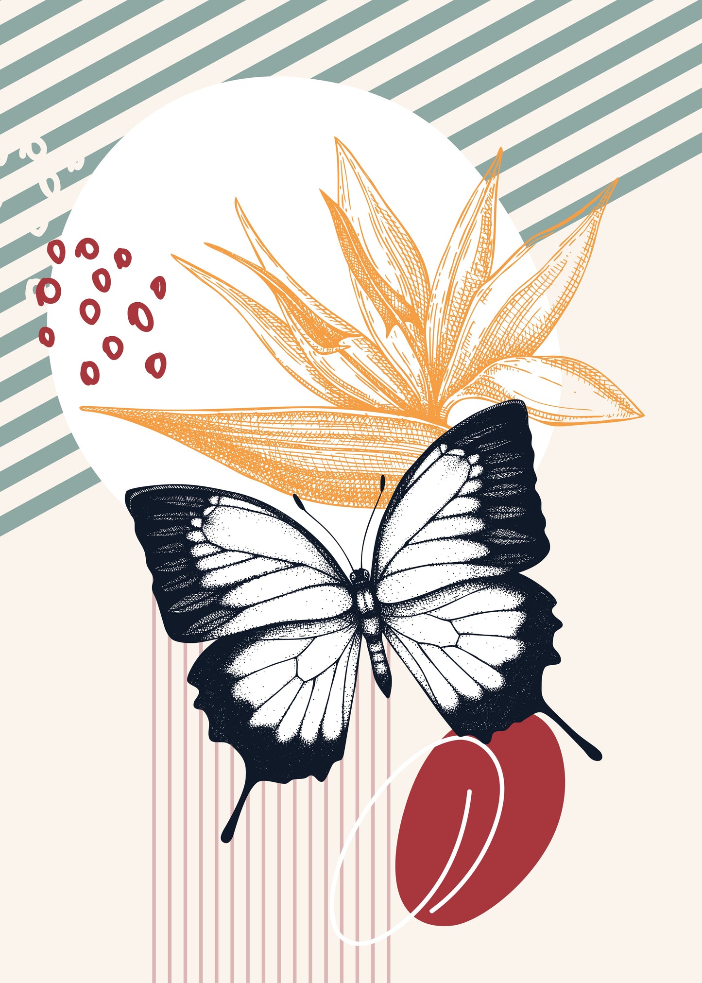 Butterfly Palm Canvas Painting