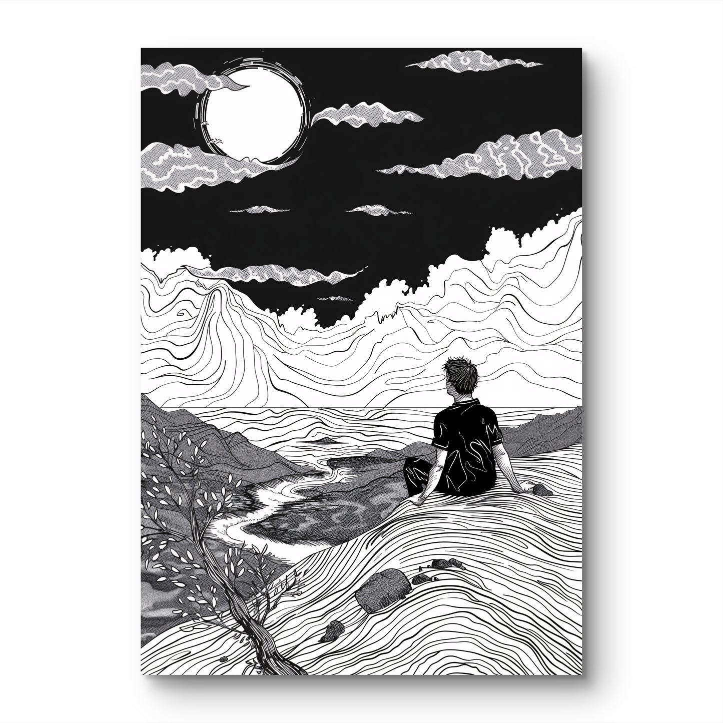 Moon Lake Canvas Painting